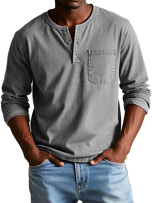 Philipp | Herren Lässiges Langarm-Henleyshirt
