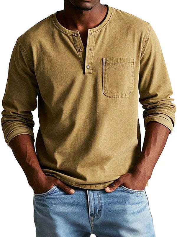 Philipp | Herren Lässiges Langarm-Henleyshirt