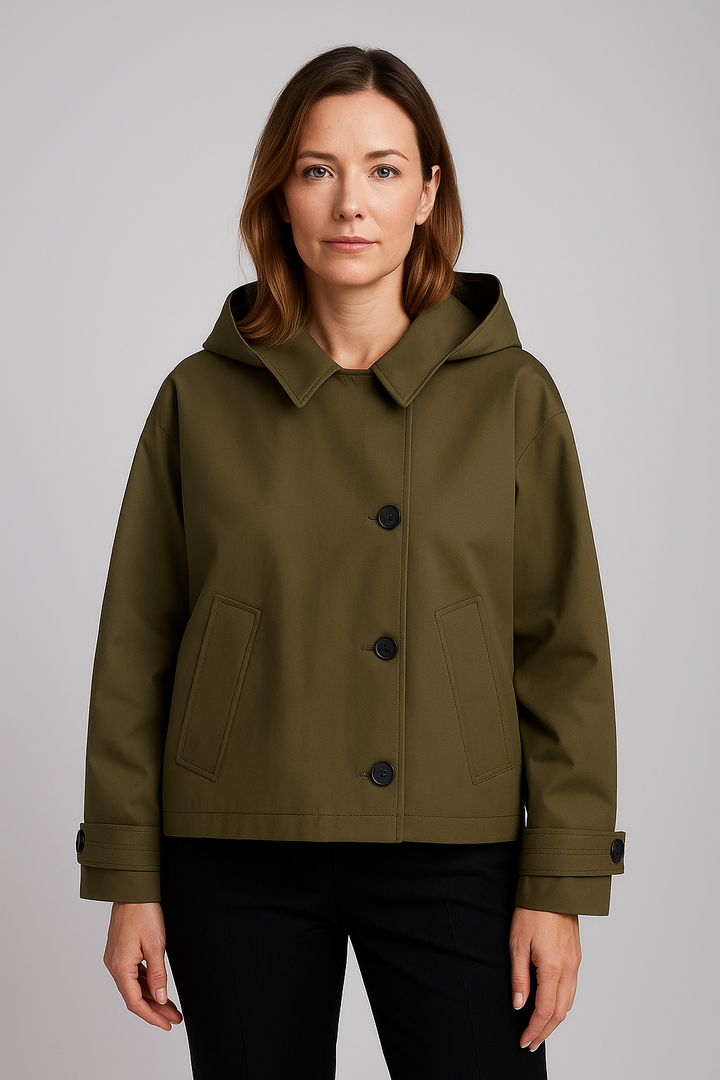 Gabriela | Damen Leichte Wasserfeste Regenjacke mit Knopfleiste