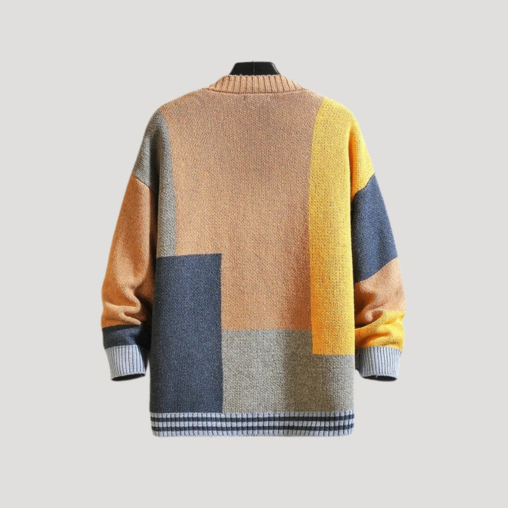 Viola | Damen Frühlings Colorblock-Strickcardigan mit Knöpfen
