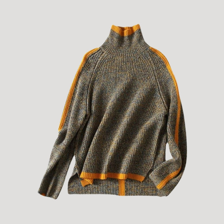 Selina | Damen Frühlings Strickpullover mit Rollkragen und Rippstruktur