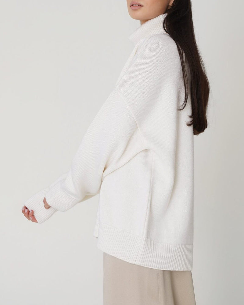 Claudia | Damen Oversize High-Neck Lässiger Pullover
