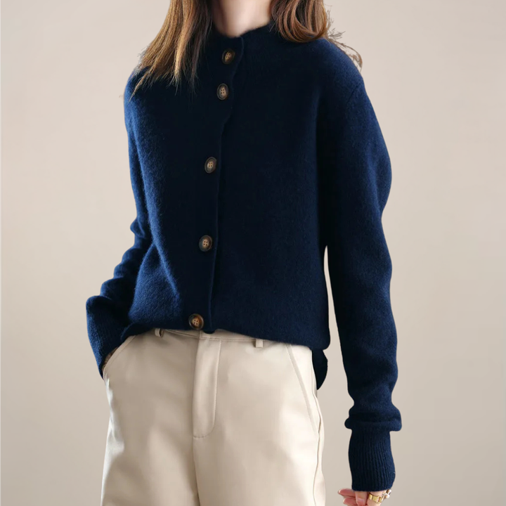 Angela | Damen Frühlings Cardigan Mit Kragen Und Knöpfen