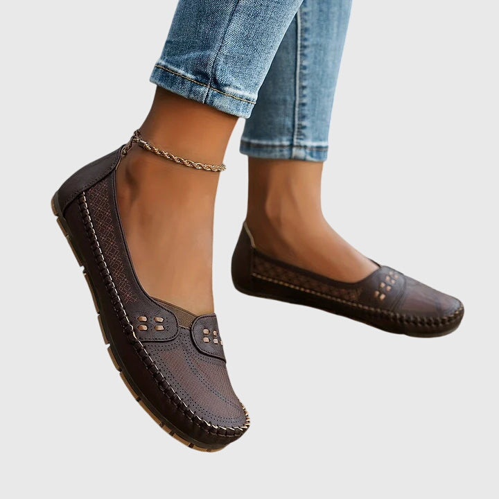 Petra | Damen Frühlings Perforierte Lässige Loafer