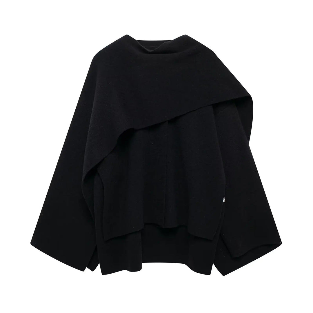 Bettina | Damen Eleganter Drapierter Cape-Mantel
