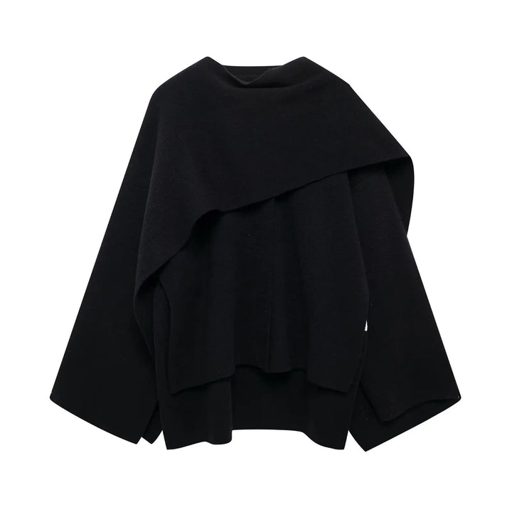 Bettina | Damen Eleganter Drapierter Cape-Mantel