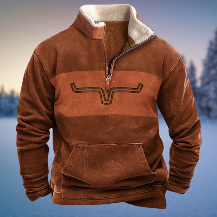 Emil | Herren Lässiger Winterpullover mit Halb-Reißverschluss