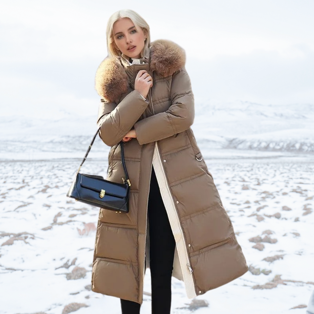 Karin | Damen Schicker Steppmantel mit Gürtel und Kapuze