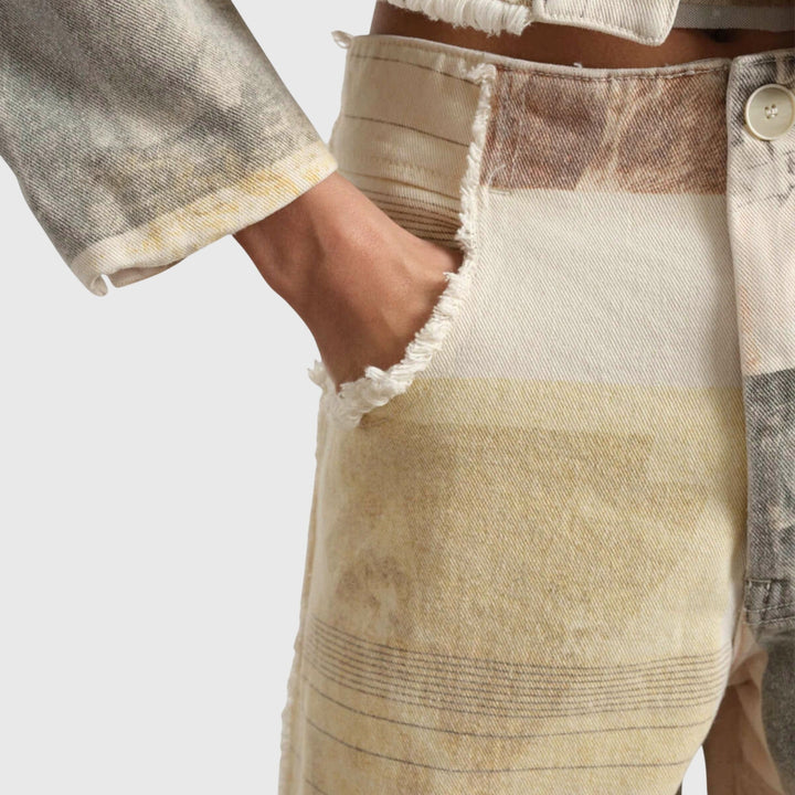 Tanja | Damen Vintage-Jeans mit Hoher Taille und Print