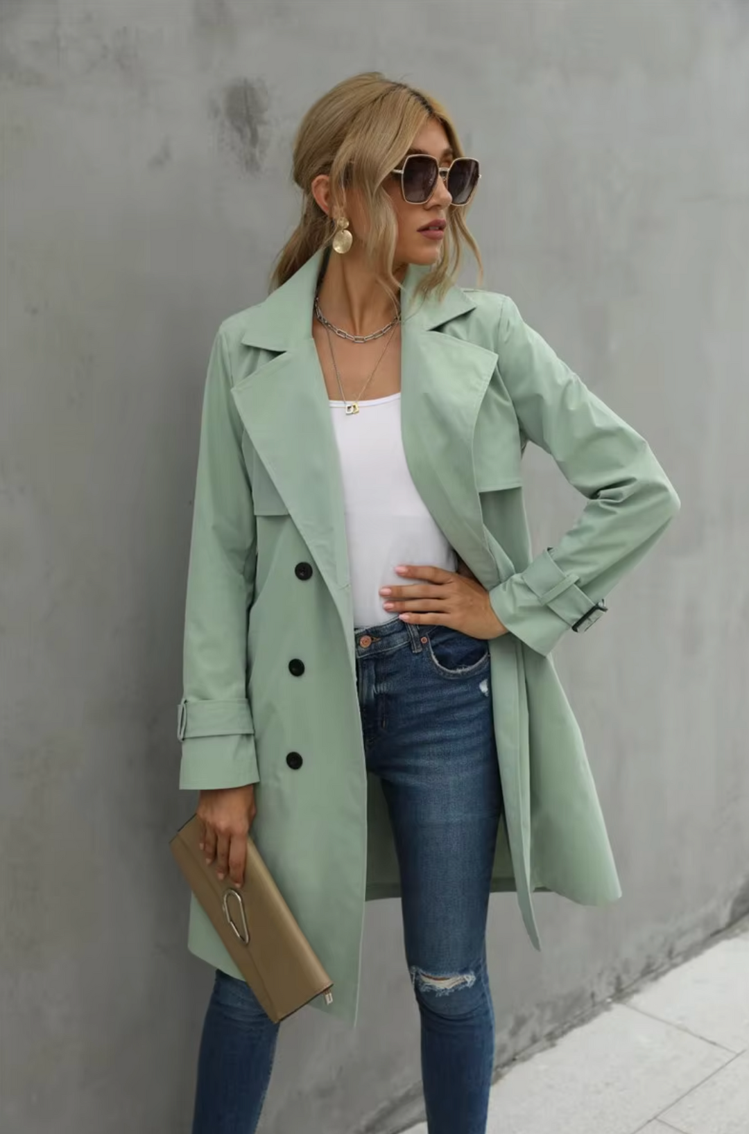 Andrea | Damenmode Doppelreihiger Trenchcoat