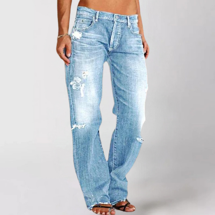 Julia | Damen Destroyed High-Waist Straight Jeans