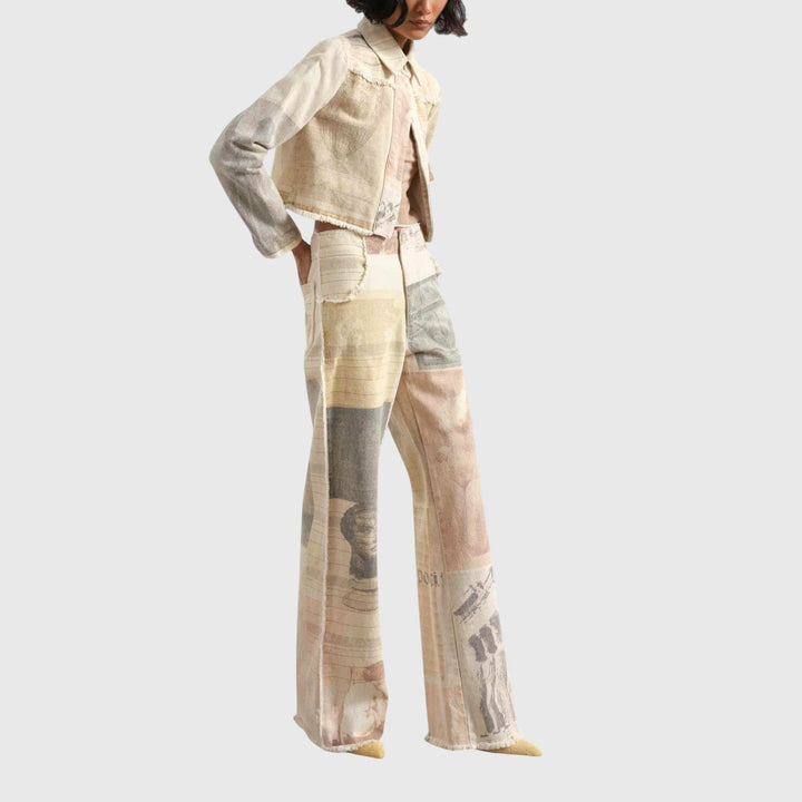 Tanja | Damen Vintage-Jeans mit Hoher Taille und Print