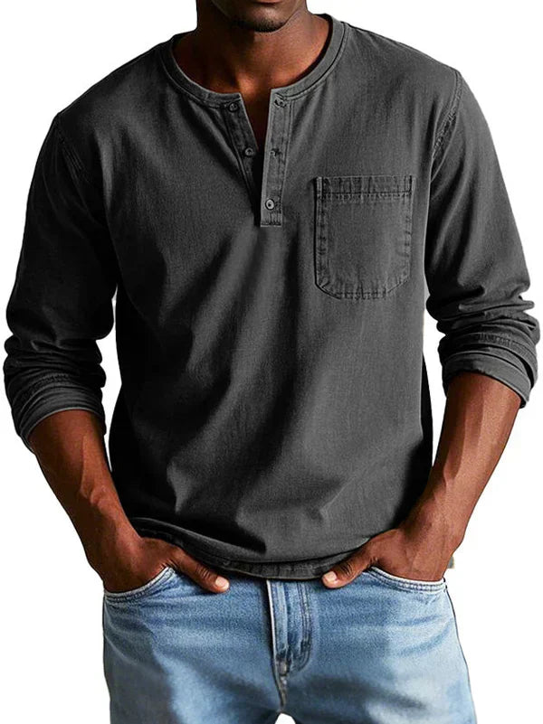Philipp | Herren Lässiges Langarm-Henleyshirt
