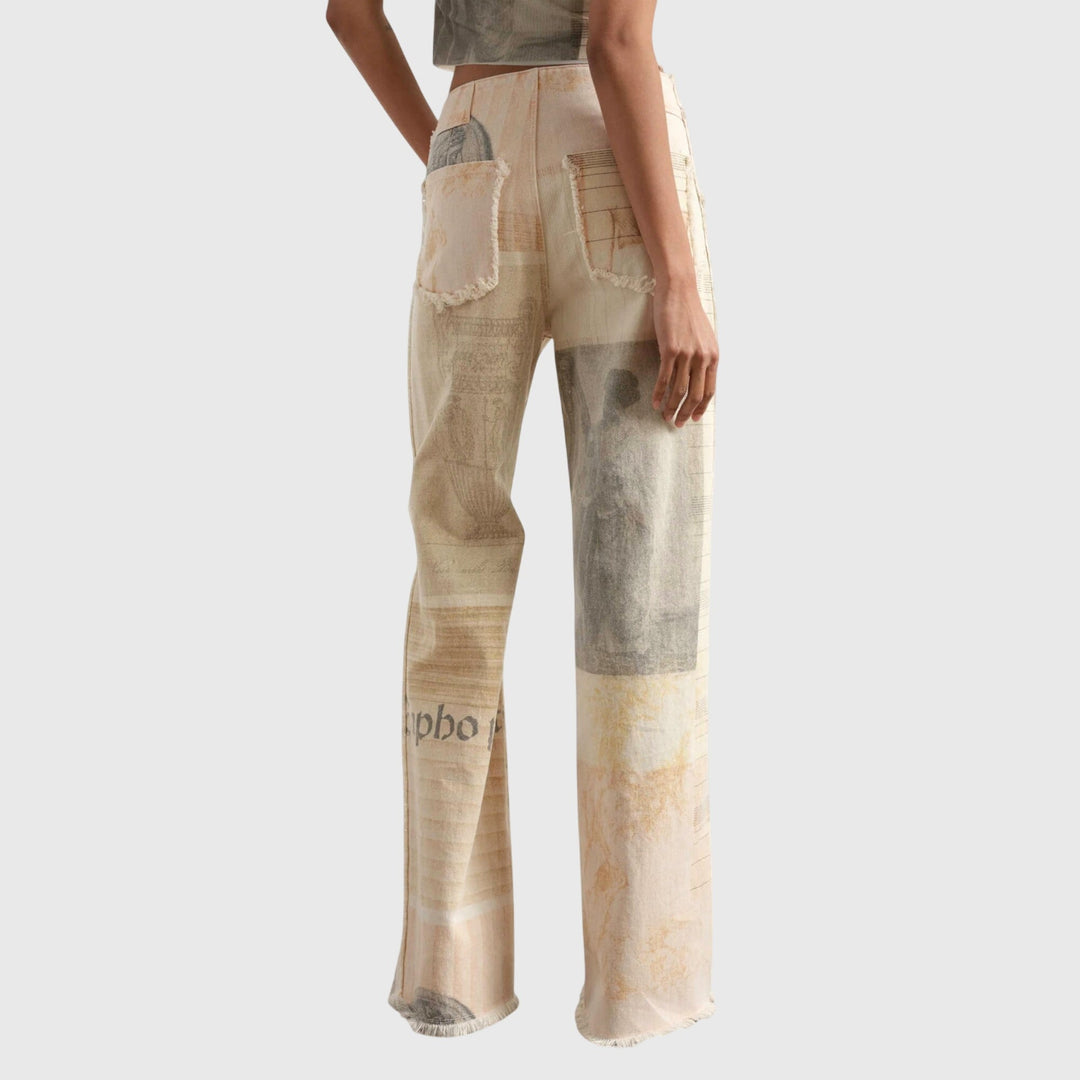 Tanja | Damen Vintage-Jeans mit Hoher Taille und Print