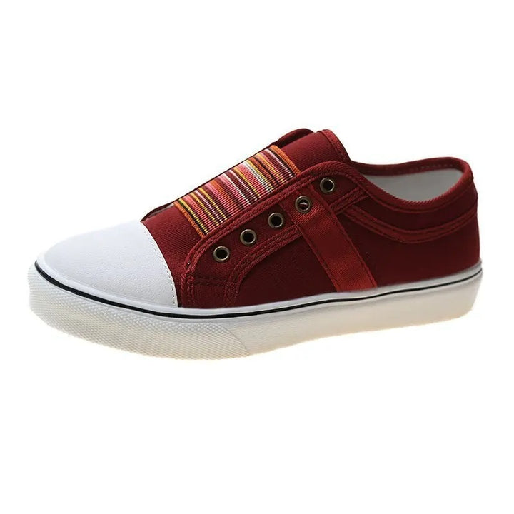 Lara | Damen Trendige Gestreifte Canvas-Sneaker