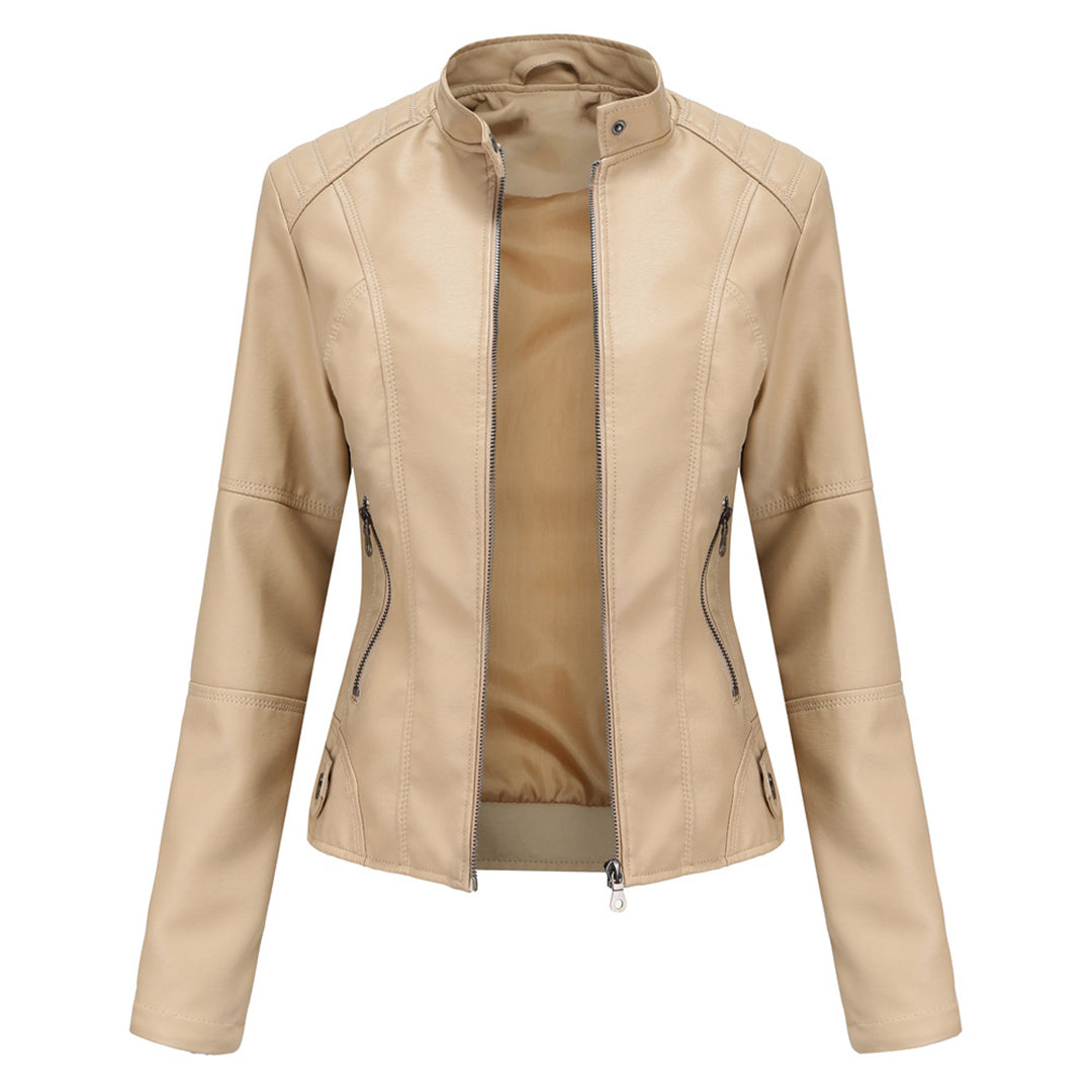 Kirsten | Damen Kunstleder-Bikerjacke mit Reißverschluss