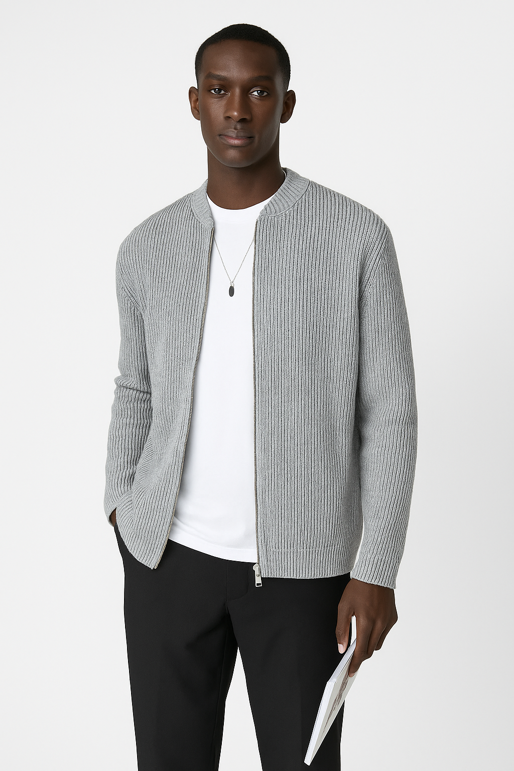 Jürgen | Herren Frühling Strickpullover mit Reißverschluss und Rippstruktur