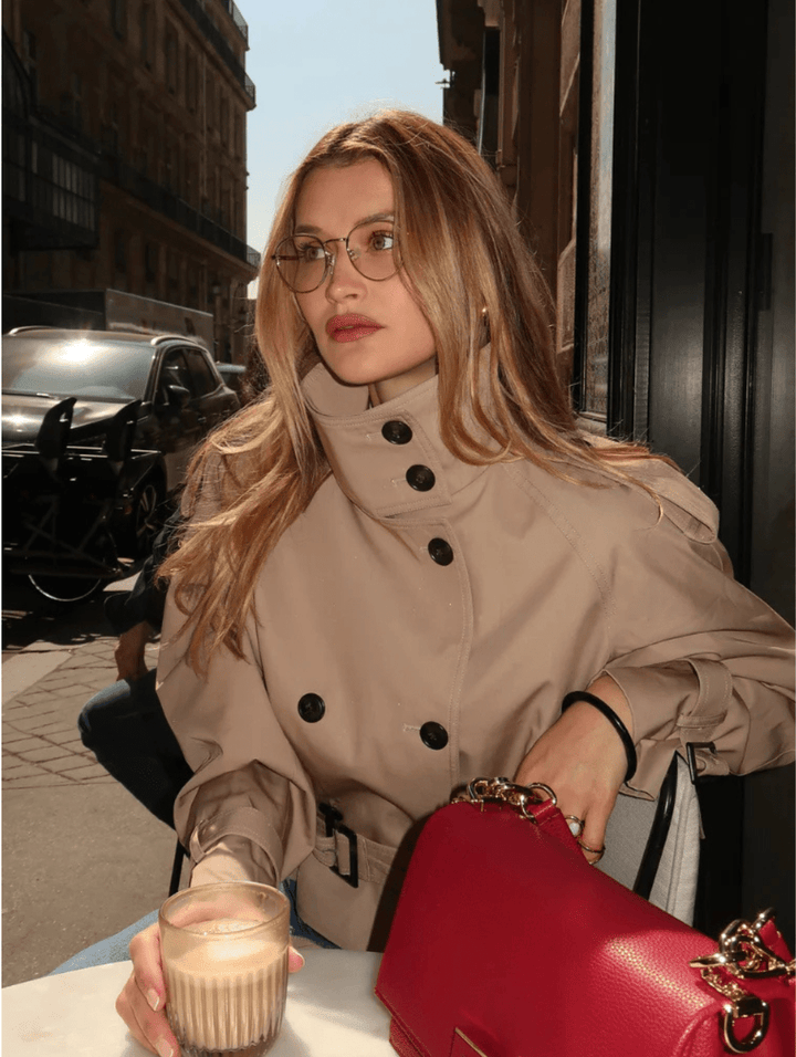 Kerstin | Damen Kurzer Winter-Trenchcoat mit Gürtel