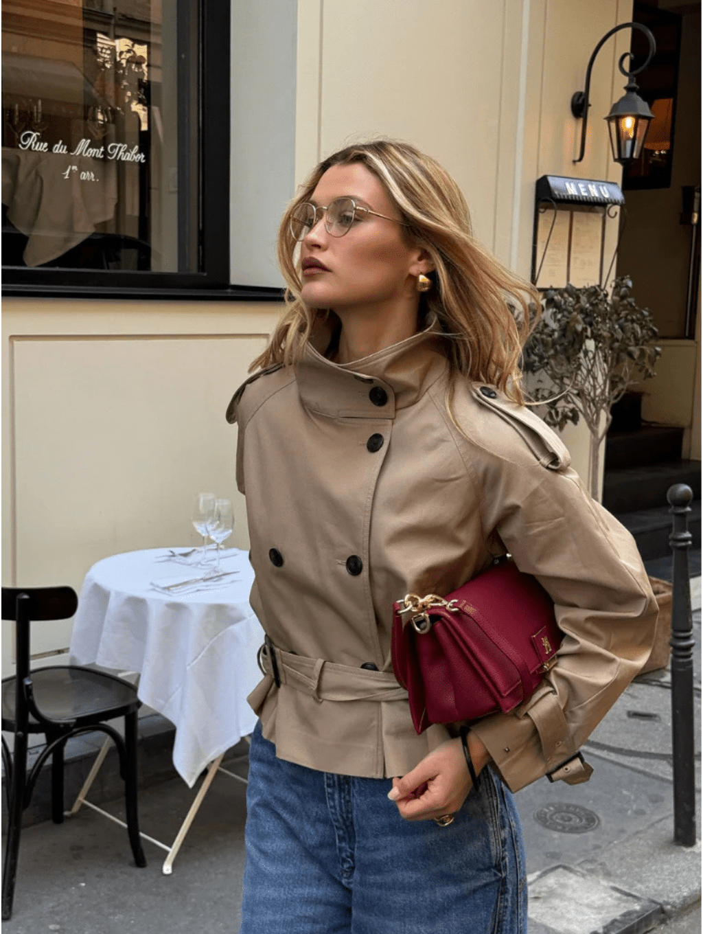 Kerstin | Damen Kurzer Winter-Trenchcoat mit Gürtel