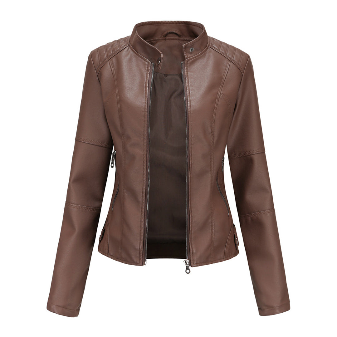 Kirsten | Damen Kunstleder-Bikerjacke mit Reißverschluss