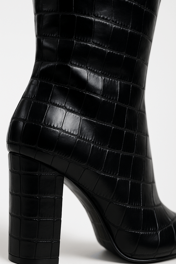 Franziska | Damen Stiefel mit Kroko-Muster und quadratischem Absatz