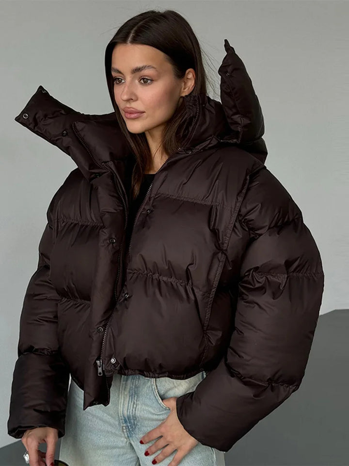 Johanna | Damen Kapuzen Cropped Puffer Winterjacke