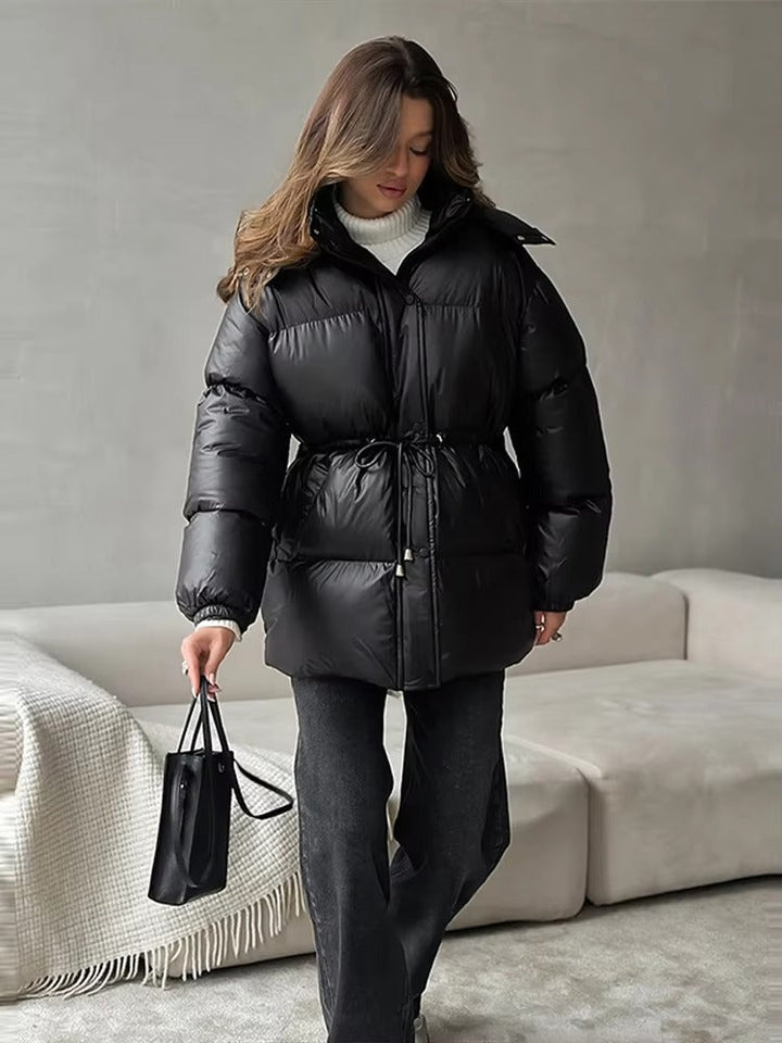 Pauline | Winter-Steppjacke für Damen mit Kordelzug und Glanzfinish