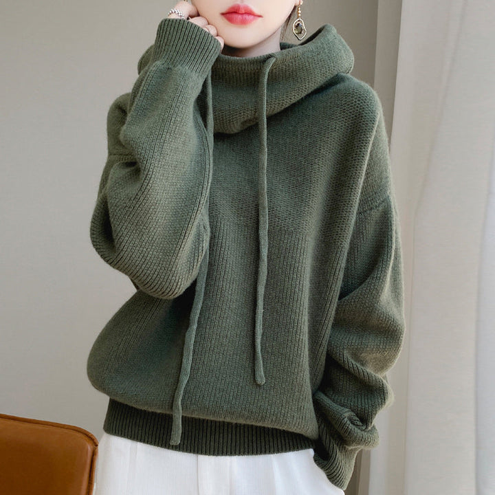 Emilia | Damen Gemütlicher Oversize Strickpullover Mit Kordelzug