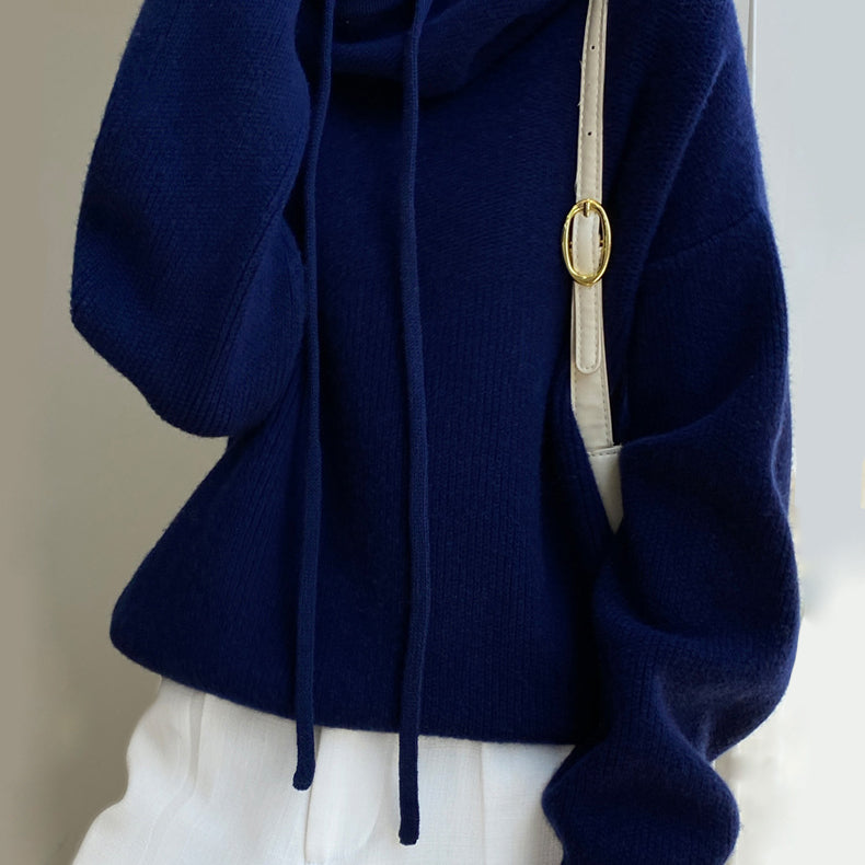 Emilia | Damen Gemütlicher Oversize Strickpullover Mit Kordelzug