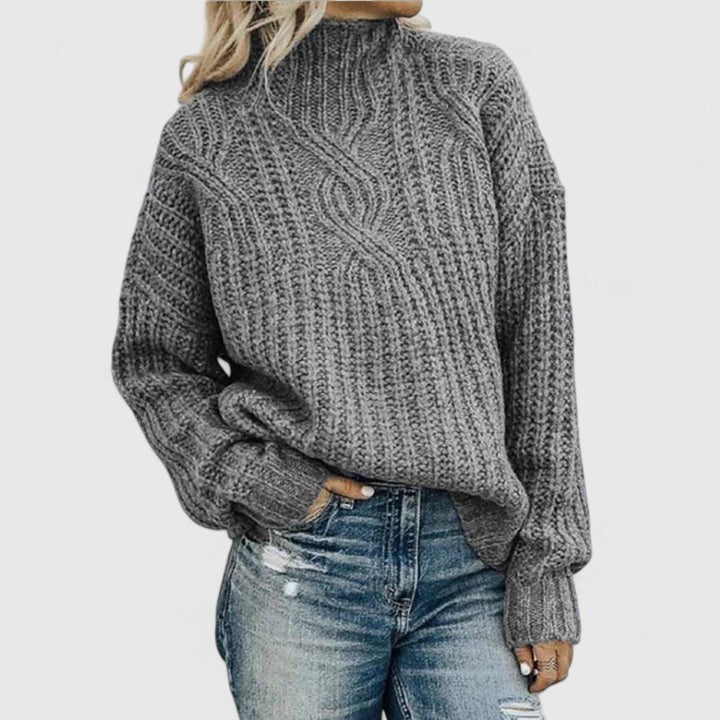 Andreas | Damen Gerippter Winterpullover mit langen Ärmeln
