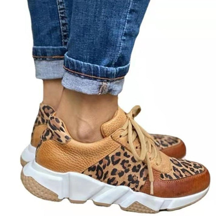 Elisa | Stilvolle Damen-Frühlings-Sneaker mit Leopardenmuster und Schnürung