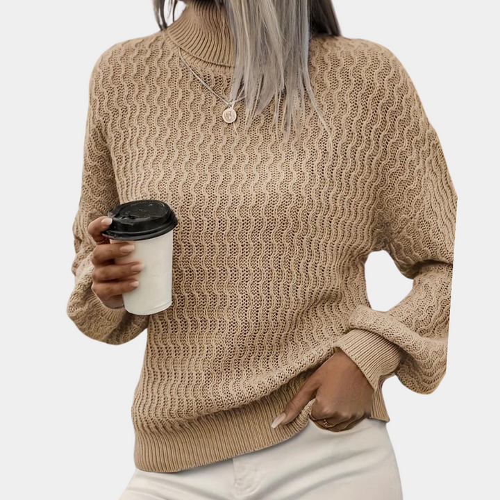 Hanna | Damen Zopfmuster Rollkragenpullover