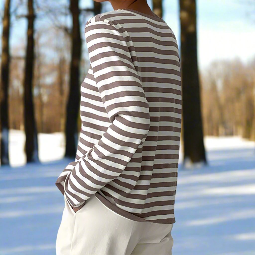 Felicia | Damen Lässiges Gestreiftes Langarmshirt