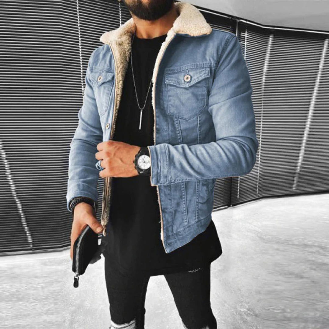 Anton | Herren Winterjacke mit Knopfleiste und Lagenoptik