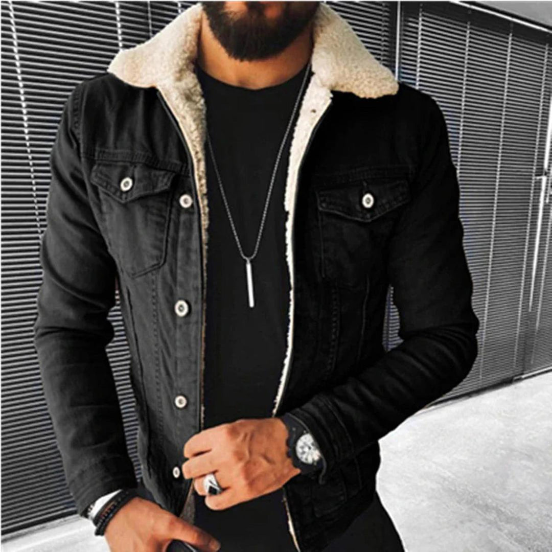 Anton | Herren Winterjacke mit Knopfleiste und Lagenoptik