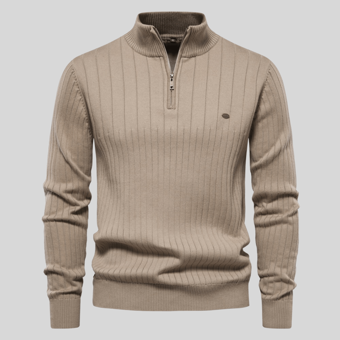 Christoph | Herren Frühlings Half-Zip Rippstrick Pullover