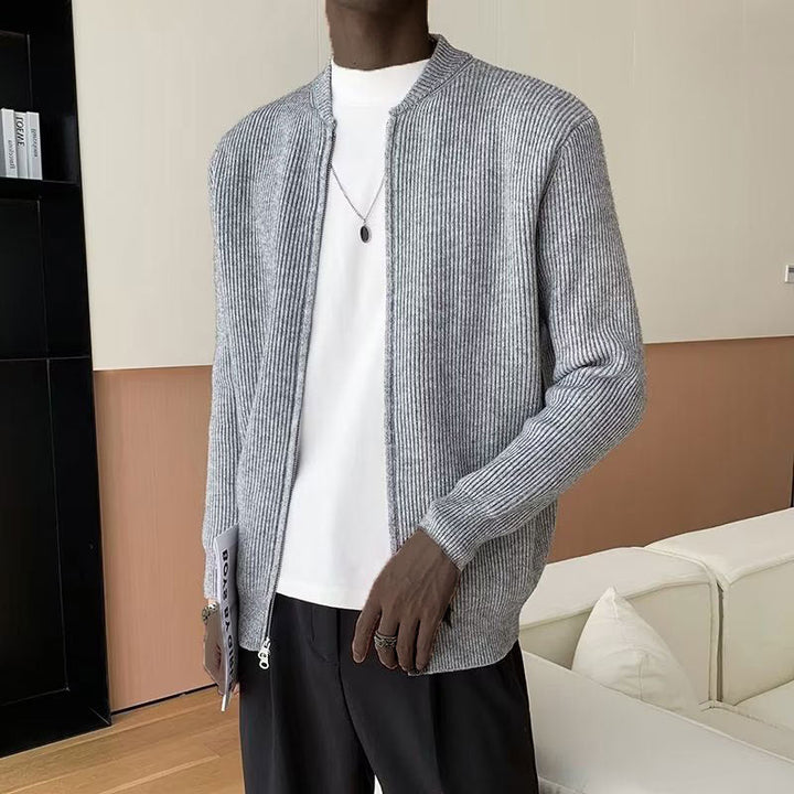 Jürgen | Herren Frühling Strickpullover mit Reißverschluss und Rippstruktur