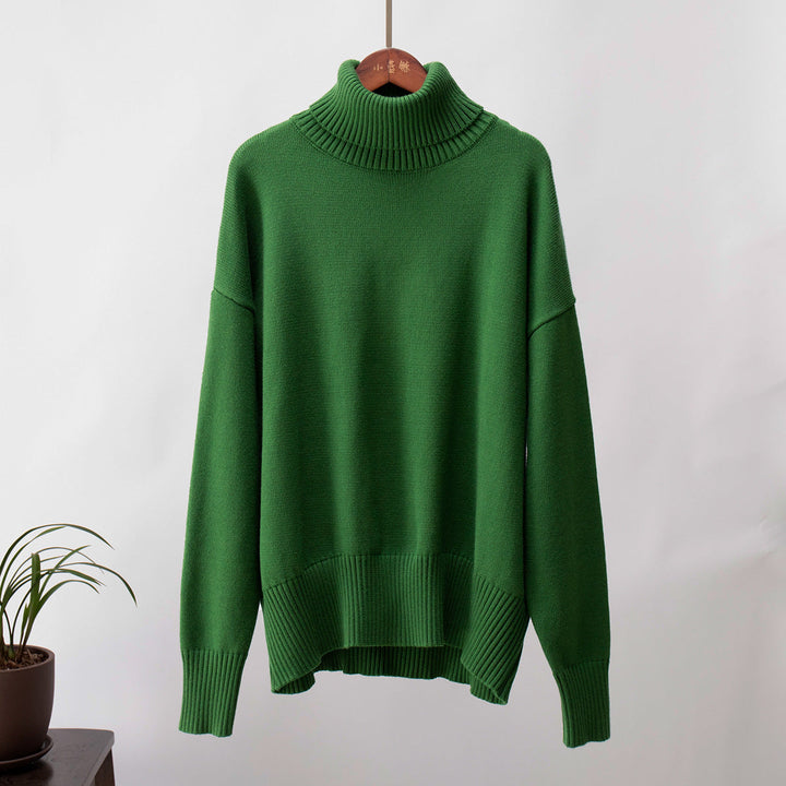 Emma | Damen Lässiger Warmer Strickpullover mit geripptem Saum