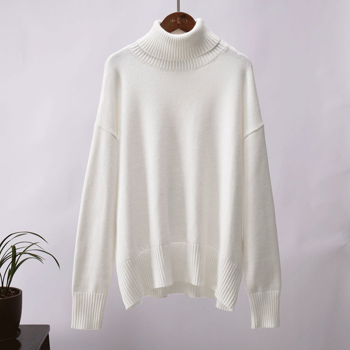 Emma | Damen Lässiger Warmer Strickpullover mit geripptem Saum