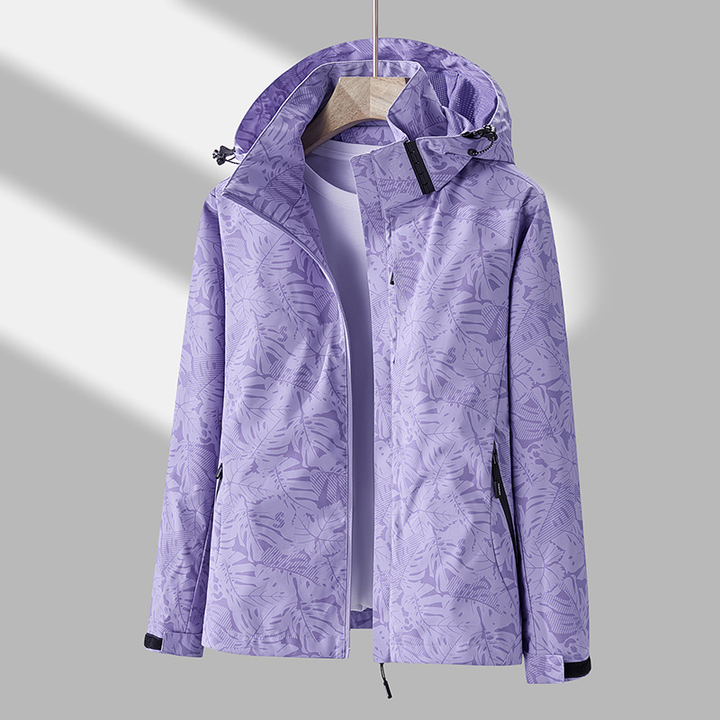 Johanna | Damen Jacke mit Kapuze und Blattmuster