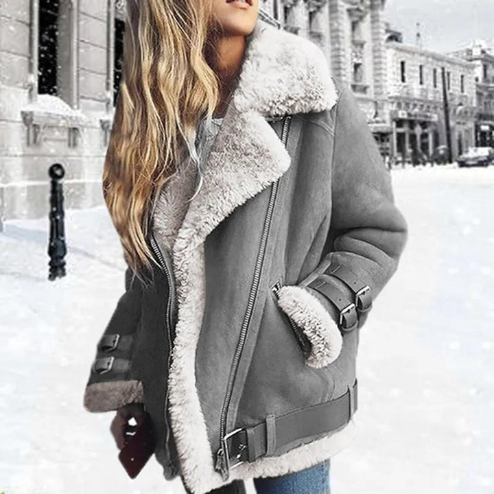 Beatrice | Damen Trendige Jacke mit Kunstfellfutter