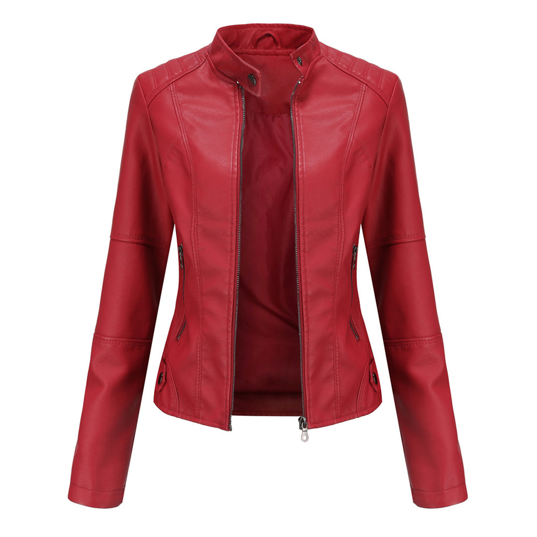 Kirsten | Damen Kunstleder-Bikerjacke mit Reißverschluss