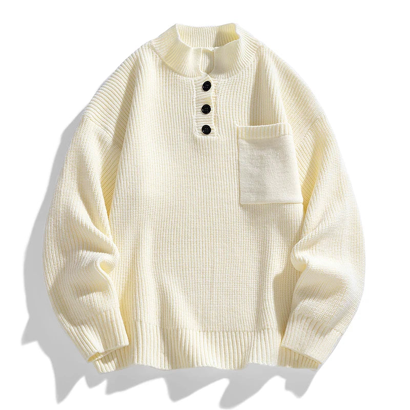 Franziska | Herren Winter-Strickpullover mit Knopfleiste