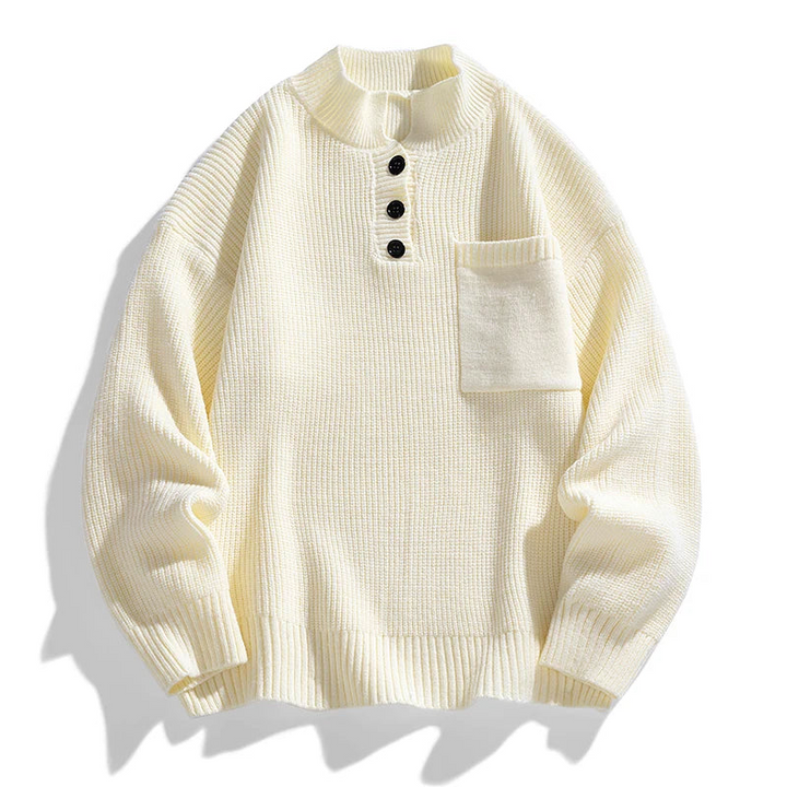 Franziska | Herren Winter-Strickpullover mit Knopfleiste