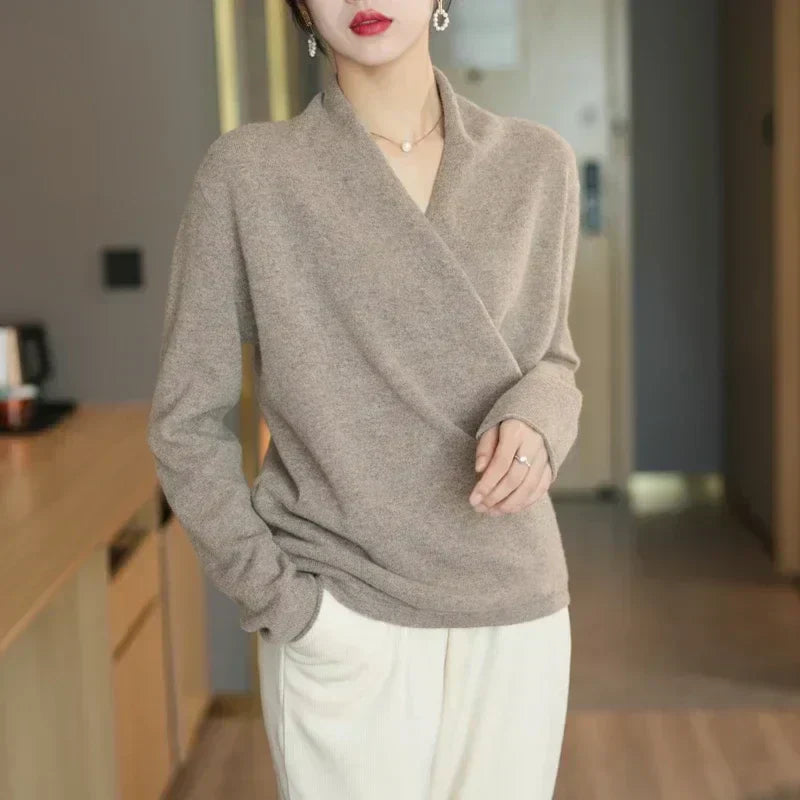 Emilia | Damen Frühlings-Wickelausschnitt-Stricktop