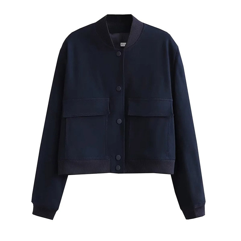 Marie | Damen Kurze Streetwear-Jacke mit Knopfleiste