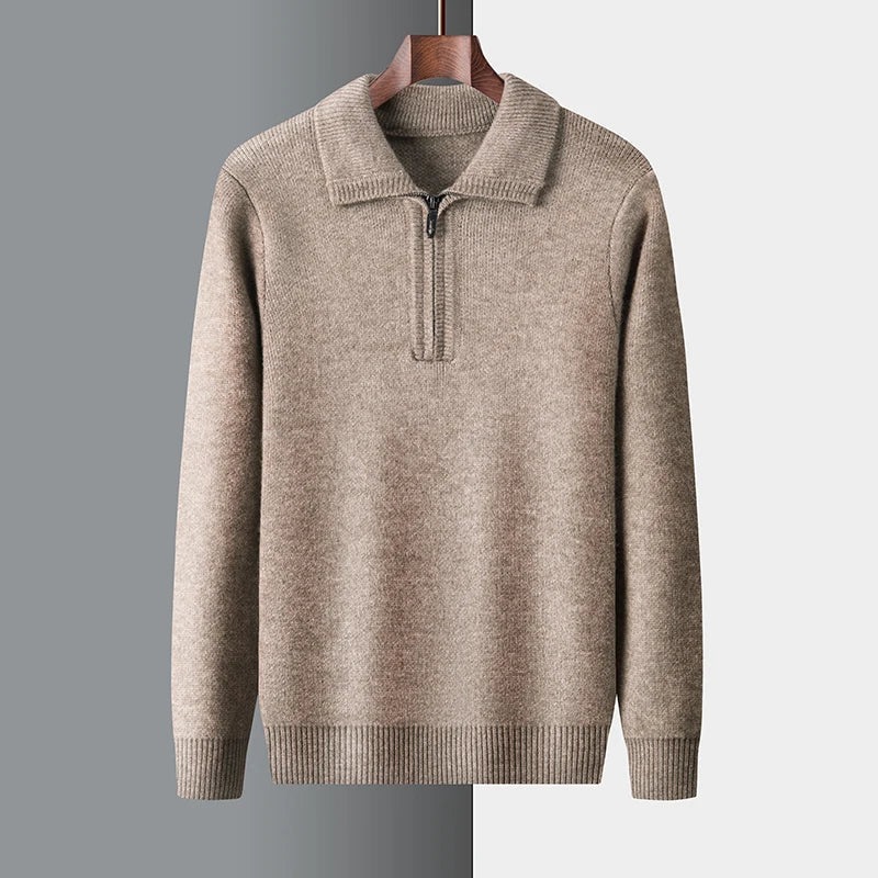 Greta | Herren Winter-Strickpullover mit Half-Zip
