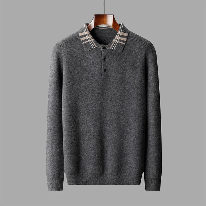 Edith | Herren Winter Klassischer Strick-Polopullover