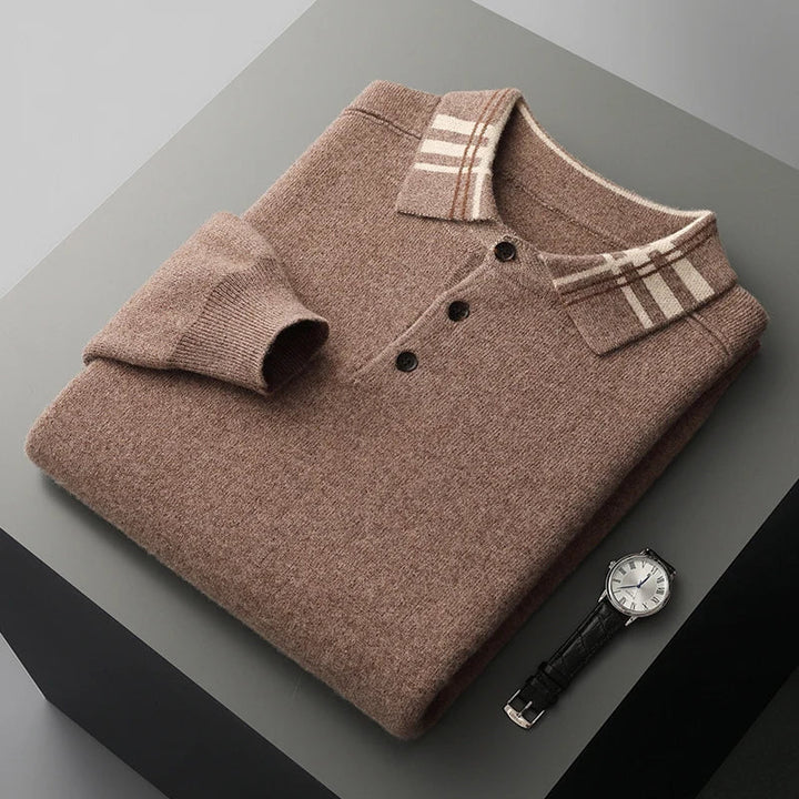Edith | Herren Winter Klassischer Strick-Polopullover