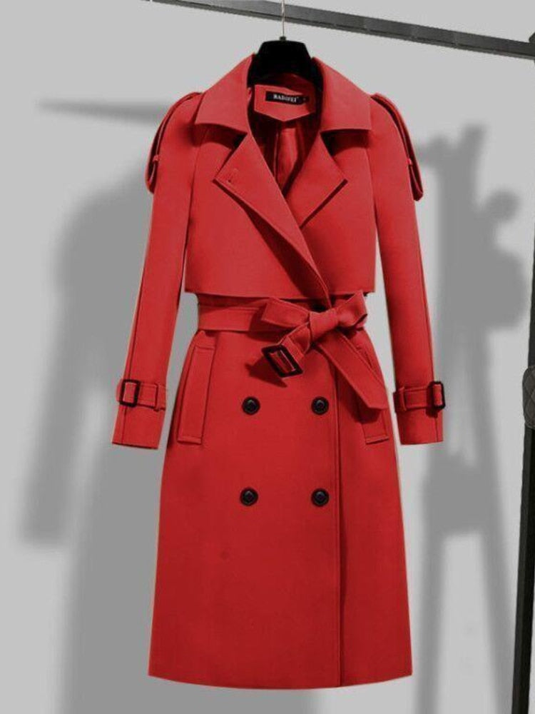 Jana | Damen Moderner Trenchcoat mit Gürtel und Schal